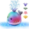 Automatic Light Up Whale Bath Toy and Water Fountain Sprinkler, Fun Sensory Learning Toy for Infants, Toddlers, and Kids (Grey)