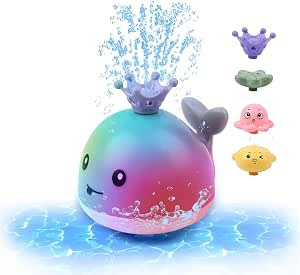 618ptank7aL._AC_SX300_SY300_QL70_ML2_ Automatic Light Up Whale Bath Toy and Water Fountain Sprinkler, Fun Sensory Learning Toy for Infants, Toddlers, and Kids (Grey)