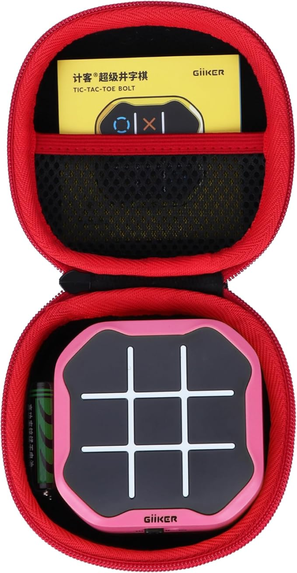717OqxyNkzL._AC_SX679_ Lebakort Hard Case for GiiKER Tic Tac Toe Bolt Portable 3-in-1 Puzzle Game Console, Black and red zip, Robust